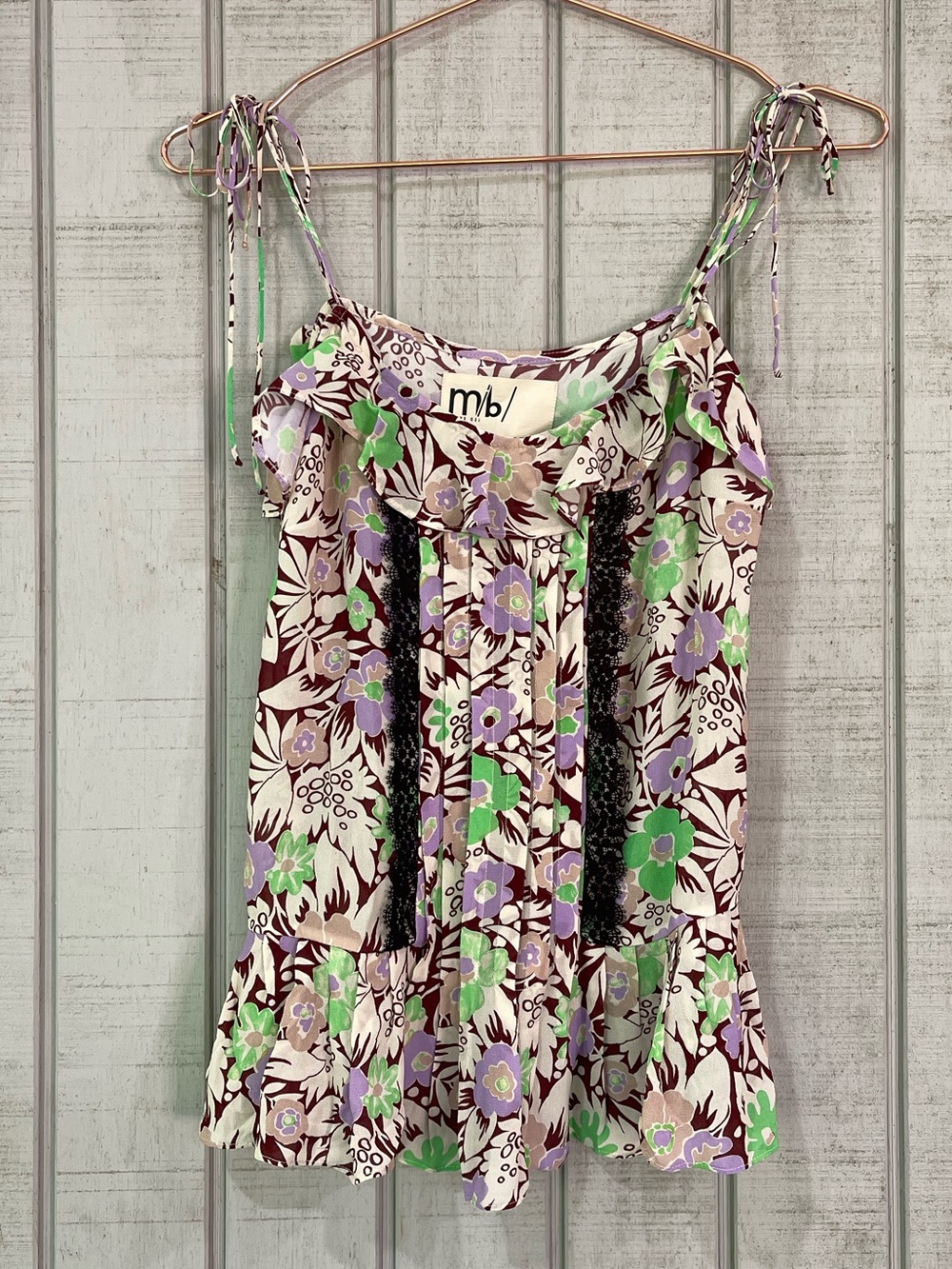 Ted Baker Floral Print Lace Detail Cami Top Size 1 NWT